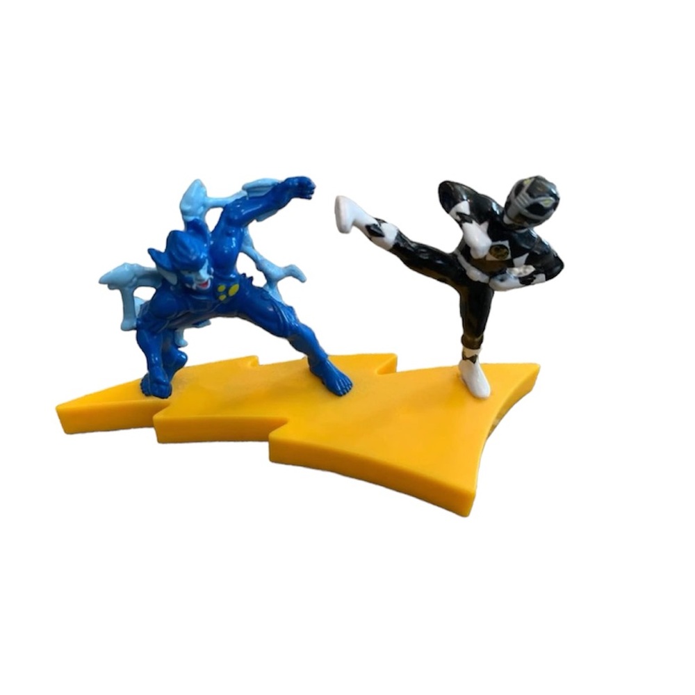 MMPR Black Power Ranger Fighting Baboo Figure 1995 Saban Yellow Stand 5" Long